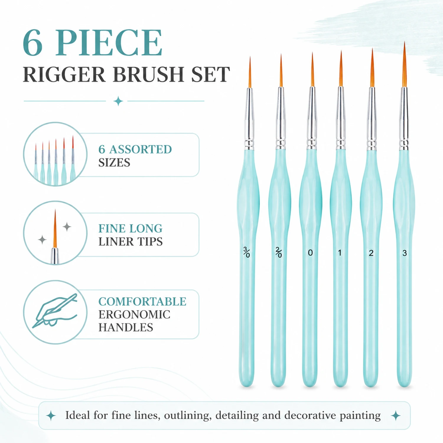 6pcs Rigger Paint Brushes Set, - Detailing Brush Set review and price